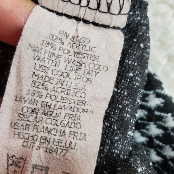 Vtg Y2K Jump Apparel Pant S 25-27x31 Houndstooth Black White Flare Pull-On USA - Picture 8 of 9